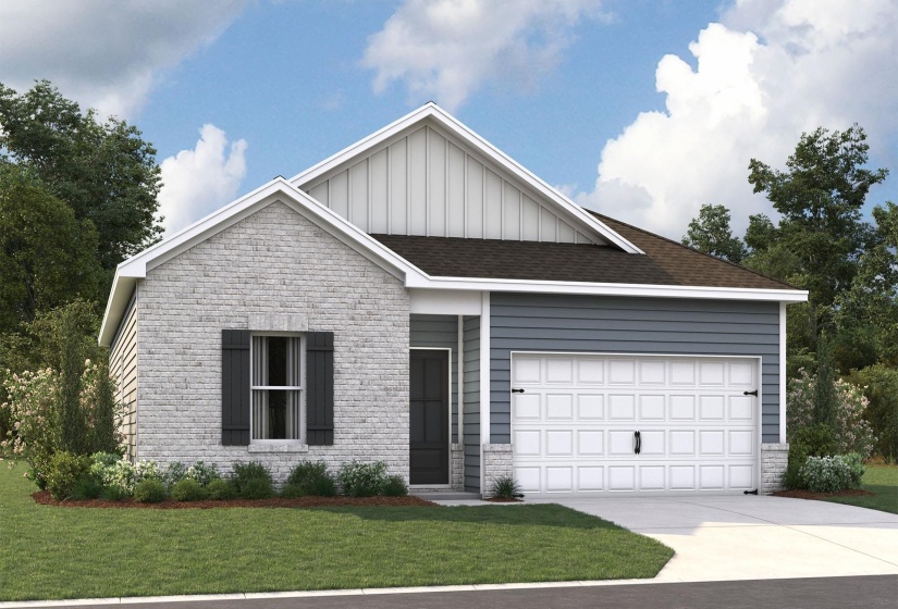Contemporary single-story residence with a two-car garage