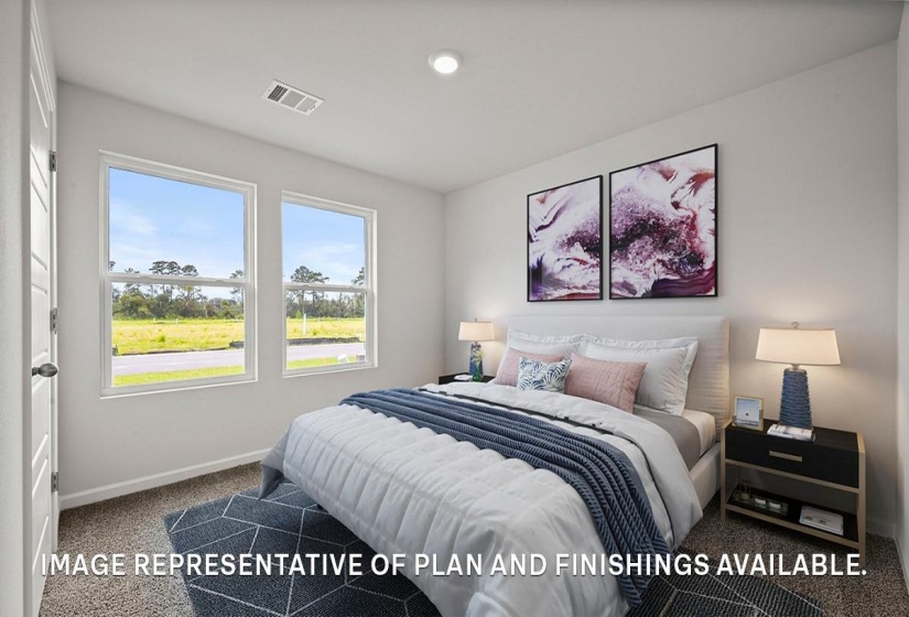 Spacious room featuring two large windows offering ample natural light, neutral wall tones, and plush carpet flooring