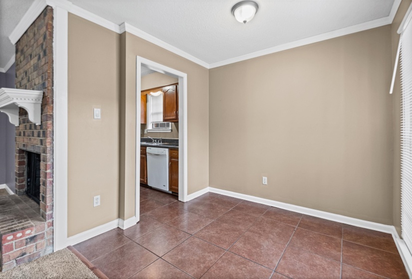 Interior space featuring ceramic tile flooring and neutral wall tones