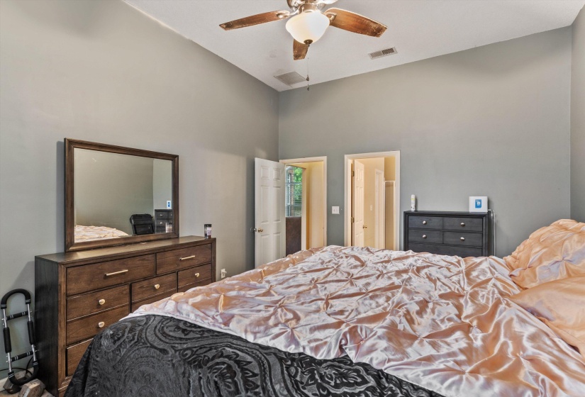 Vaulted ceilings with a ceiling fan light fixture