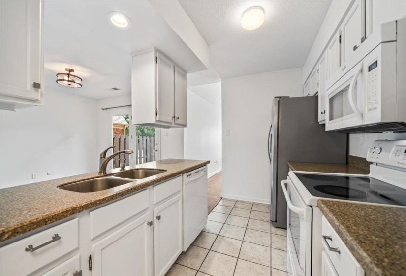 Ample countertop and storage space