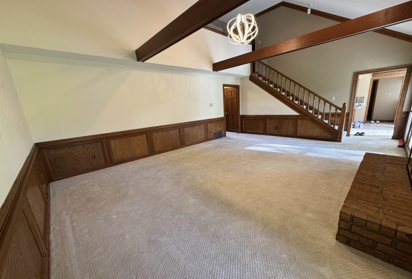 Great room to breakfast/kitchen, short hallway to front door.