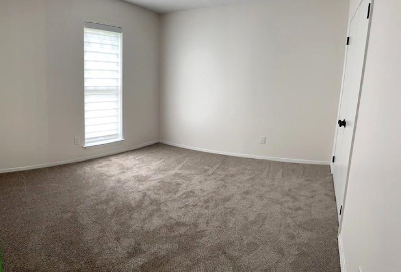 Neutral-toned carpet flooring and white walls