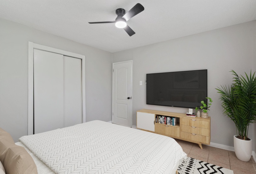 Interior room featuring light gray walls and ceramic tile flooring