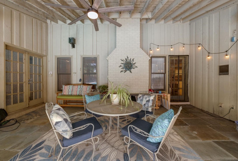 Covered for all weather dining or your morning coffee