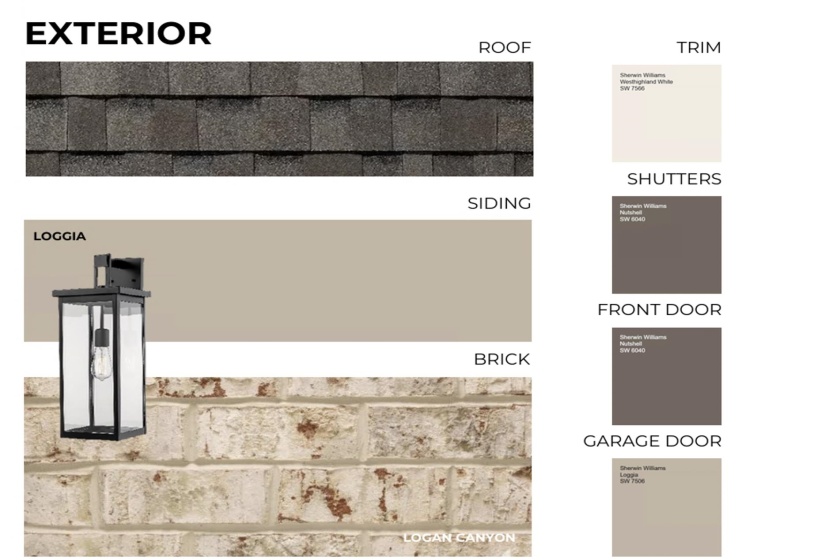 Exterior Finish Selections. Detailing the material and color specifications for the property's exterior elements