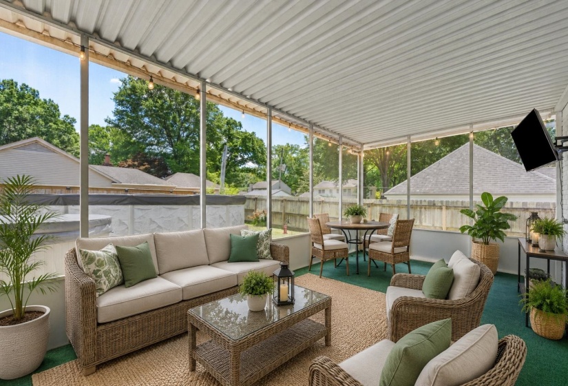 Virtually staged to showcase the incredible potential of this expansive screened patio. With room for outdoor seating, dining, and relaxing views of the backyard, this space is ideal for morning coffee, game-day gatherings, or peaceful evenings outdoors.