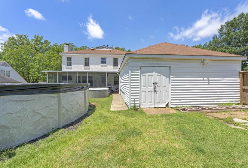 This home offers lots of storage space for tools, lawn equipment and more.