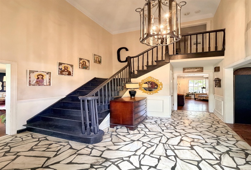 2 story foyer with terrazzo tile