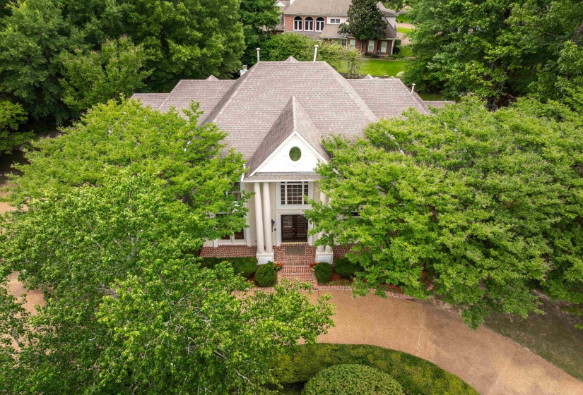 Traditional-style residence featuring a prominent front entrance with tall columns