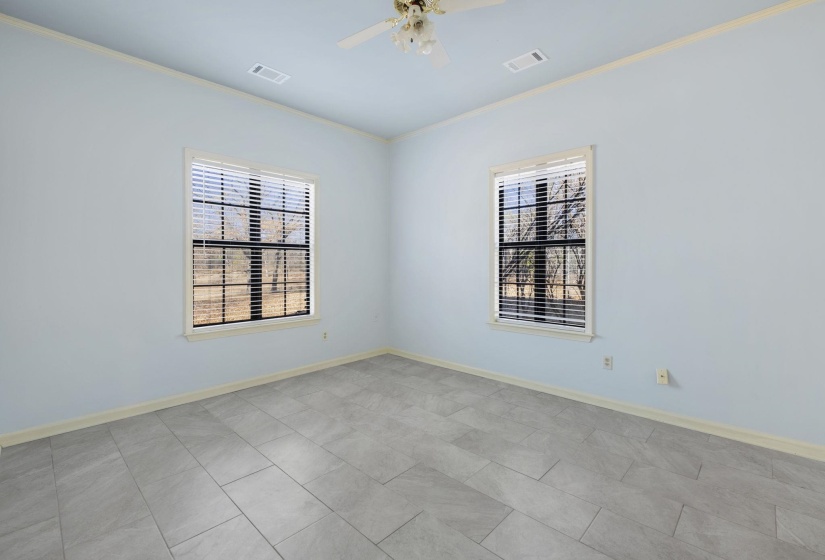 Spare room with plenty of natural light and crown molding