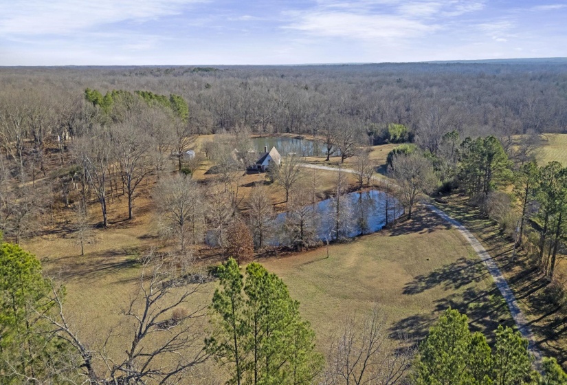 Bird's eye view of a heavily wooded area