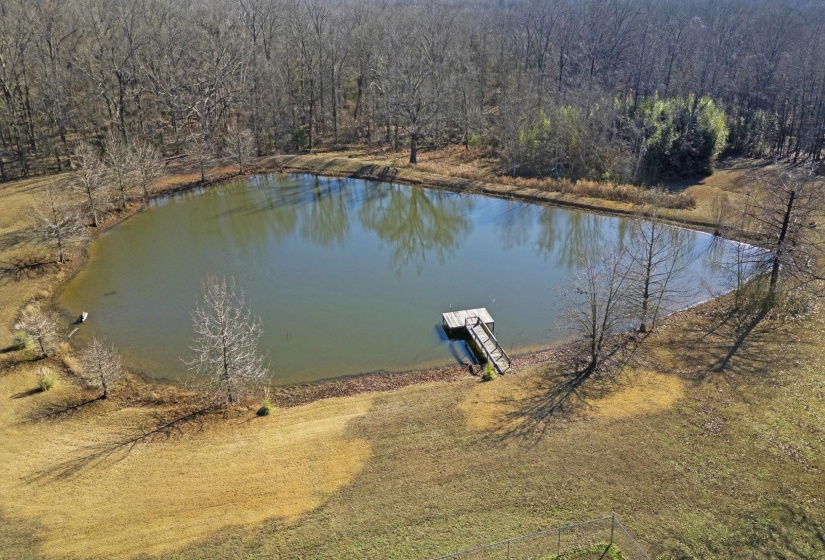 Water view with a heavily wooded area