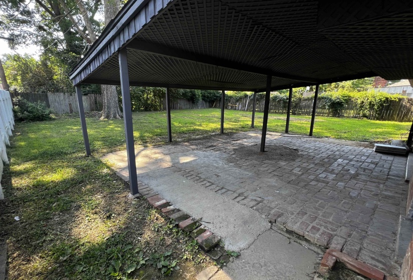 Fenced backyard featuring a patio area