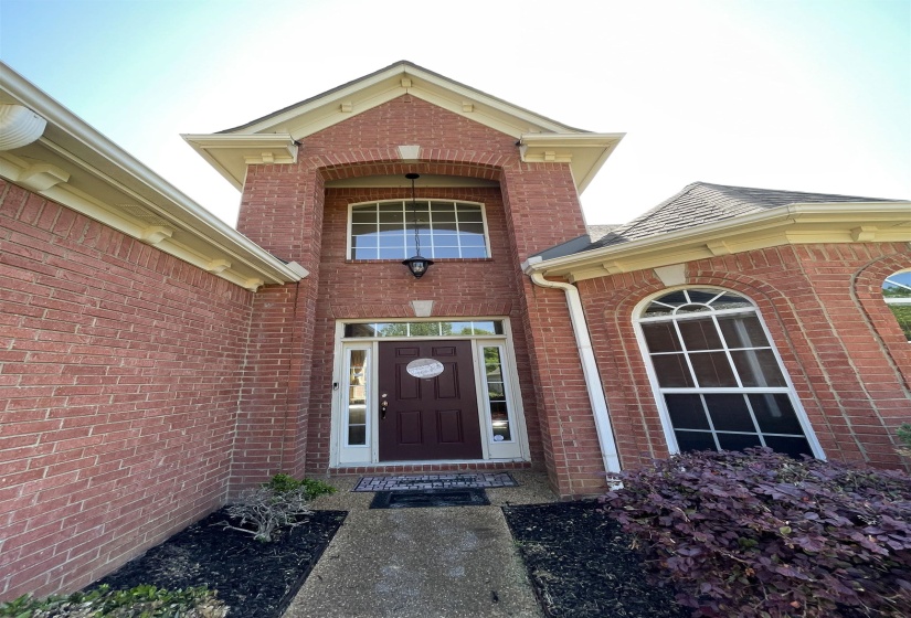 Brick facade with gabled architectural details