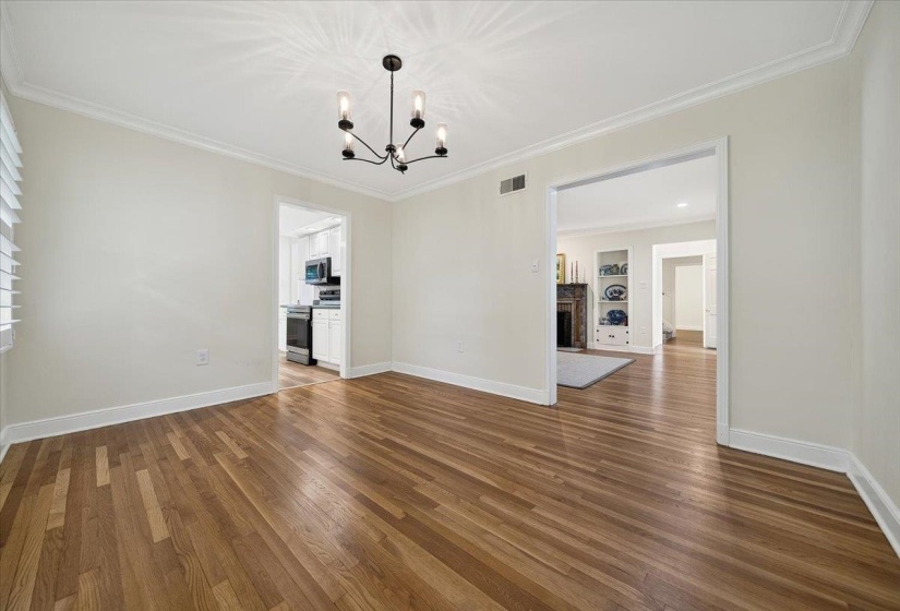 Hardwood flooring throughout the main living area