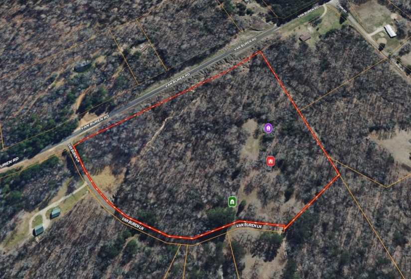 Aerial Map. Depicting the property boundary and surrounding roads