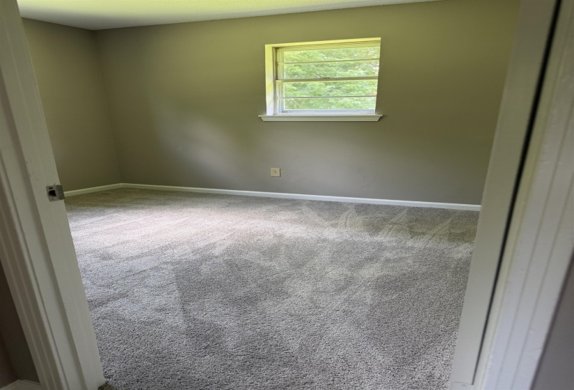 Neutral-toned walls complement the light gray carpeting
