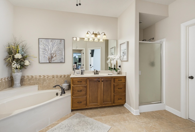 Primary bathroom stand up shower