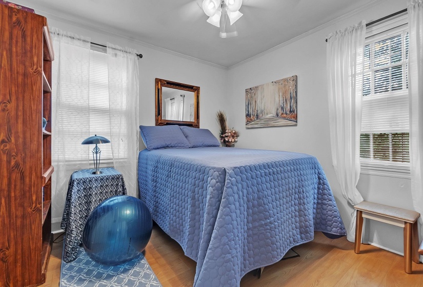 Wood-finish flooring throughout