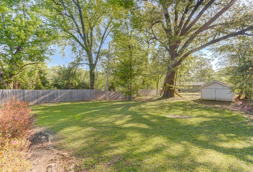 View of fenced backyard
