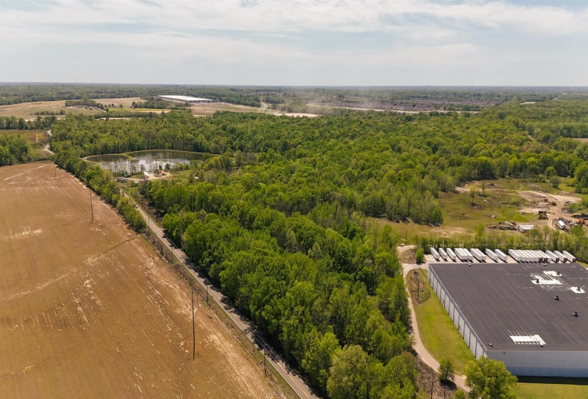Aerial view featuring a water view and a view of trees