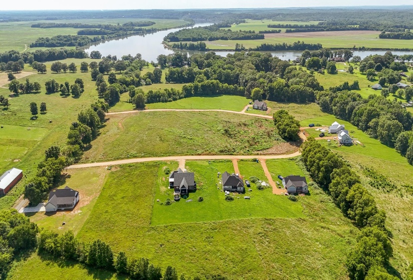 Overview of rural landscape featuring a large body of water