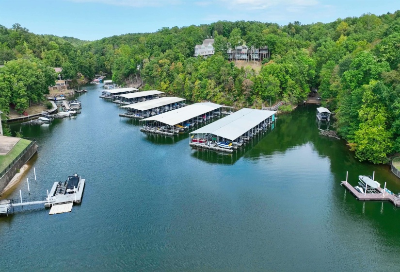 Property view of water featuring a boat dock
