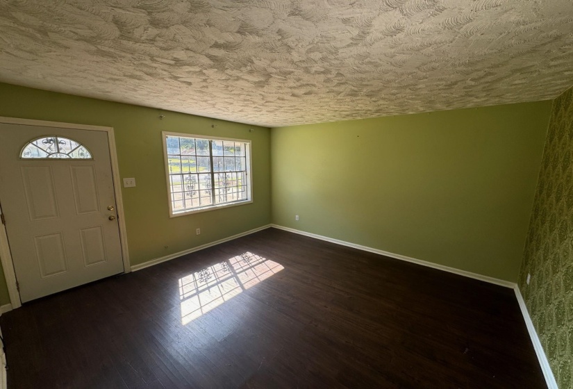 Foyer entrance with dark wood-type flooring