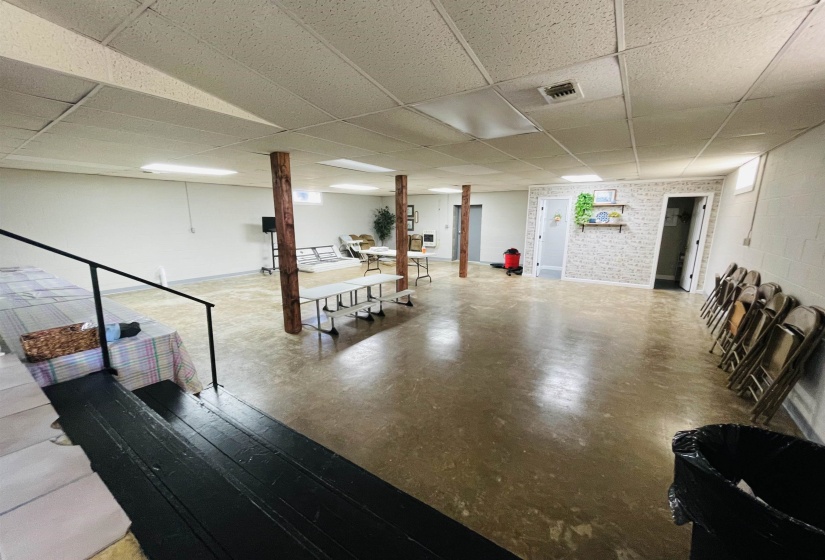 Basement featuring a paneled ceiling