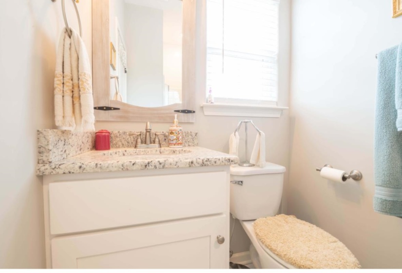 Bathroom with vanity and toilet