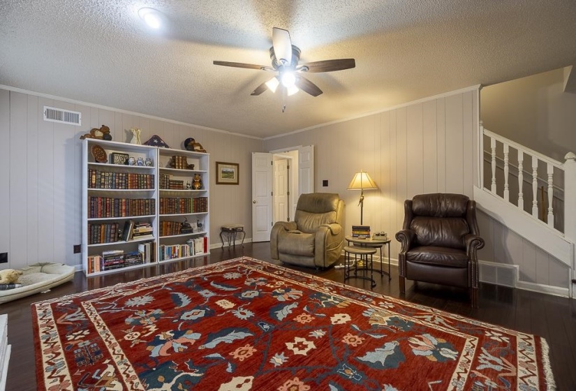 Large Den has a coffered ceiling