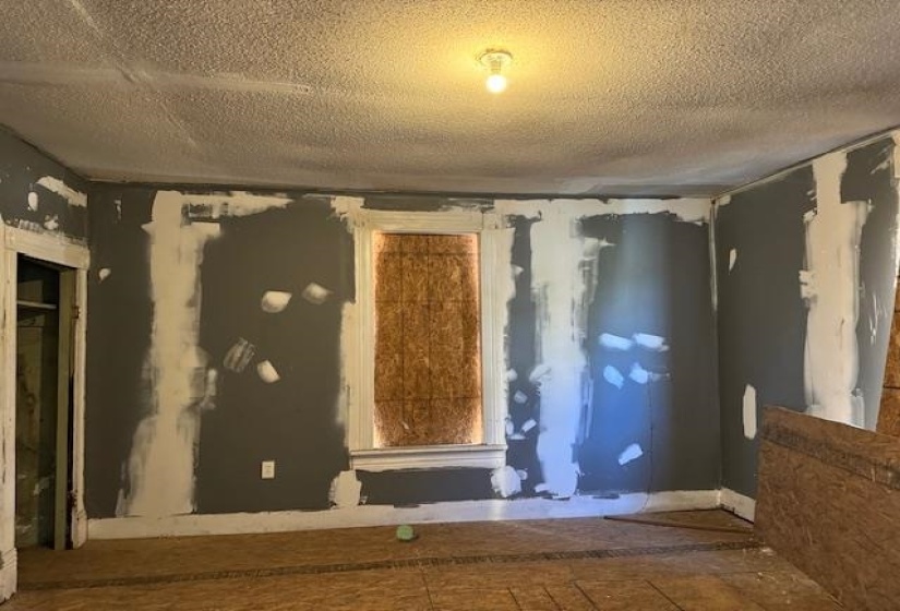 Interior space with a textured ceiling