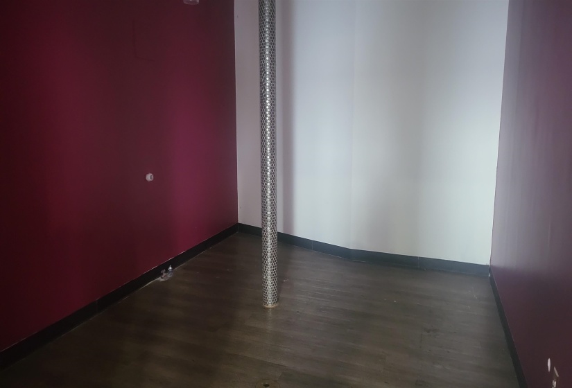 Empty room featuring dark hardwood / wood-style flooring