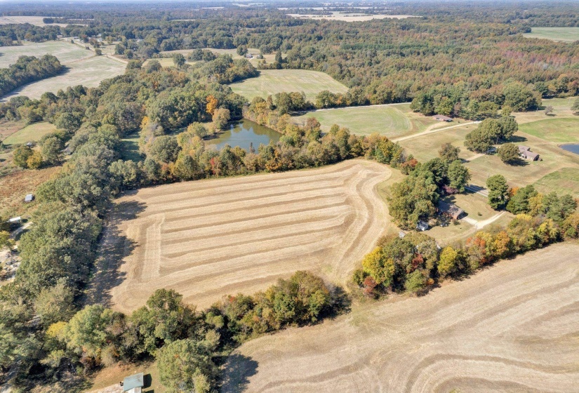 Bird's eye view with a water view and a rural view