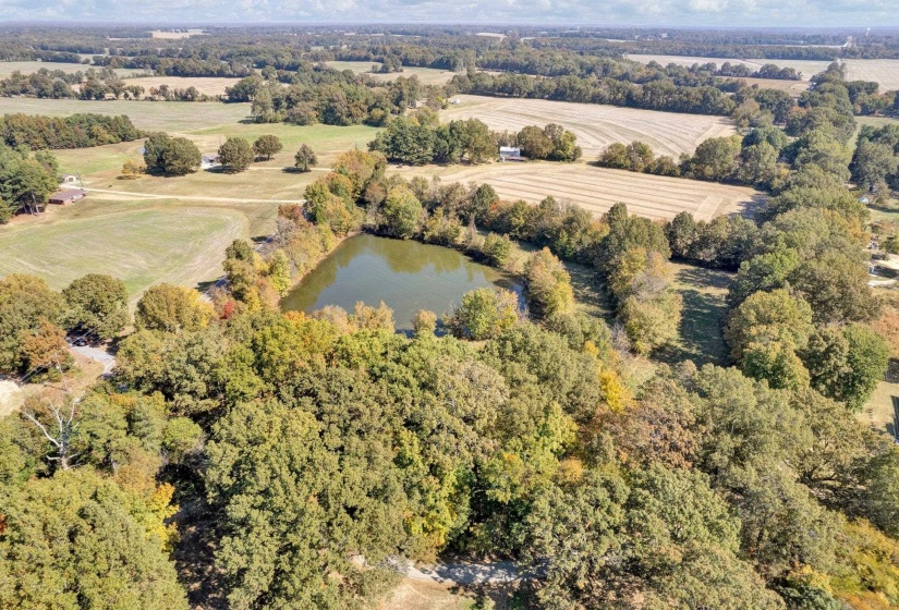 Bird's eye view featuring a water view and a rural view