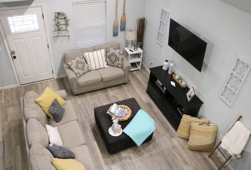 Living room featuring hardwood / wood-style flooring