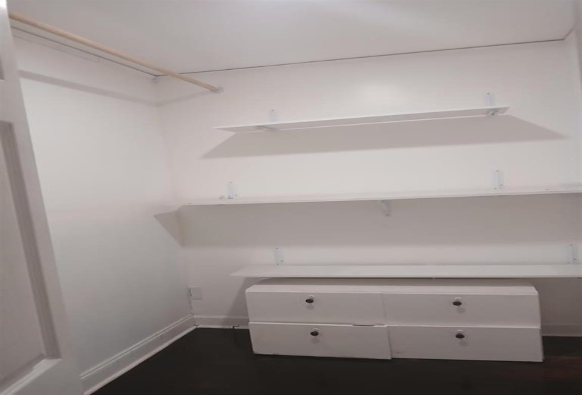 Spacious closet featuring dark hardwood / wood-style floors