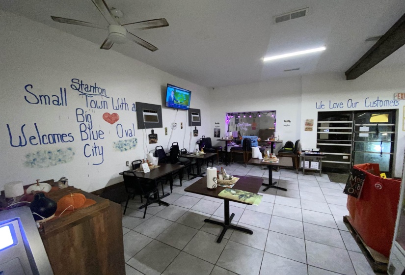 Interior space with ceiling fan