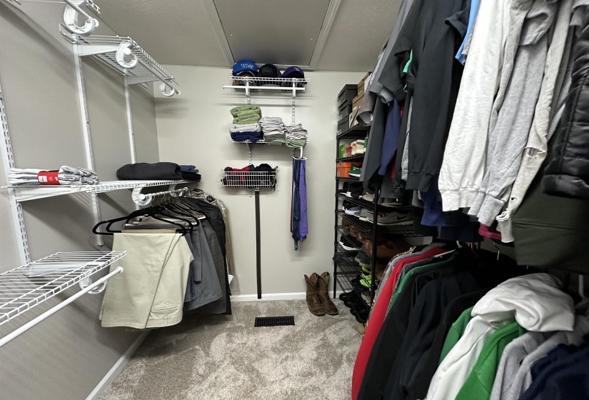 Walk in closet with carpet flooring