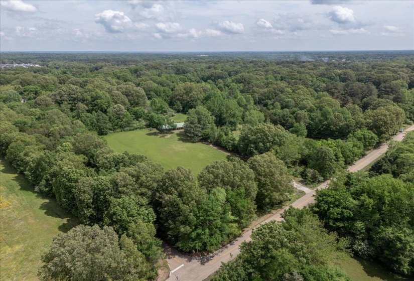 Aerial view with a view of trees
