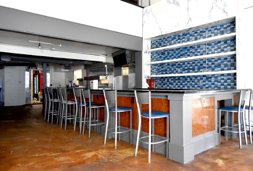 concrete flooring and bar
