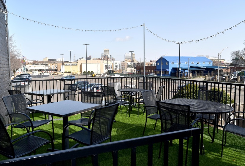 Upstairs Patio w the National Civil Rights Museum and Central BBQ in view