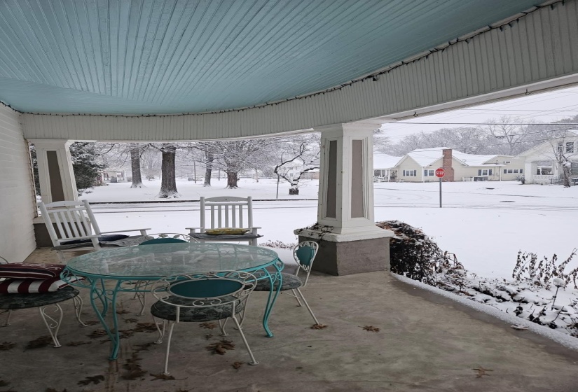 View of snow covered patio