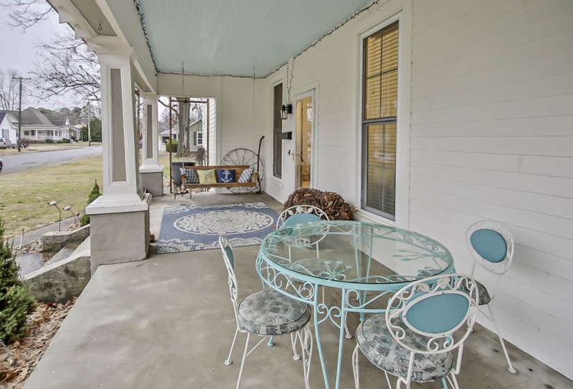 View of patio with covered porch