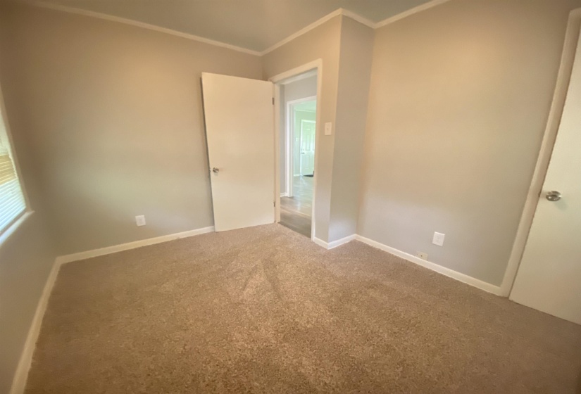 Unfurnished room featuring crown molding and carpet floors