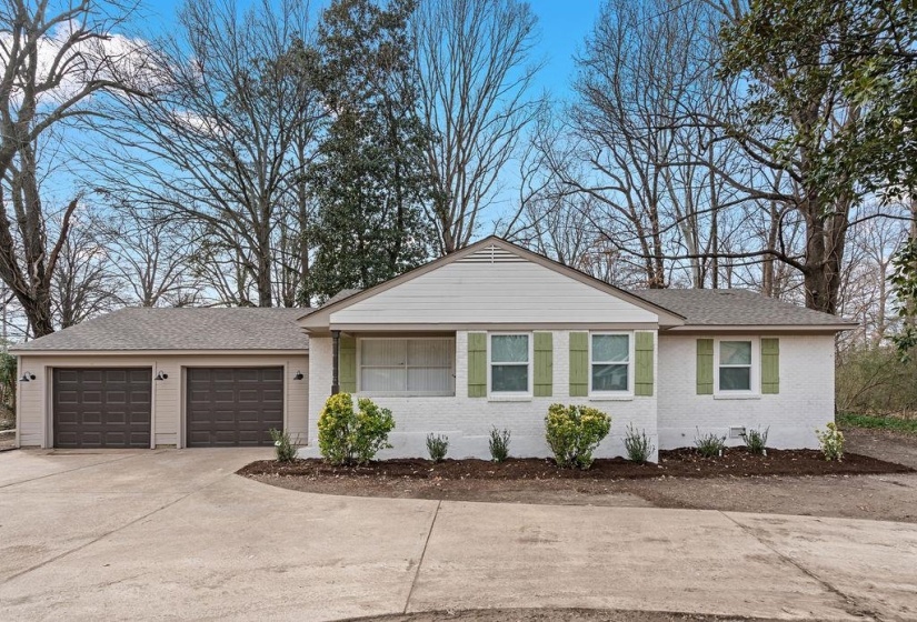 Single story home with a garage