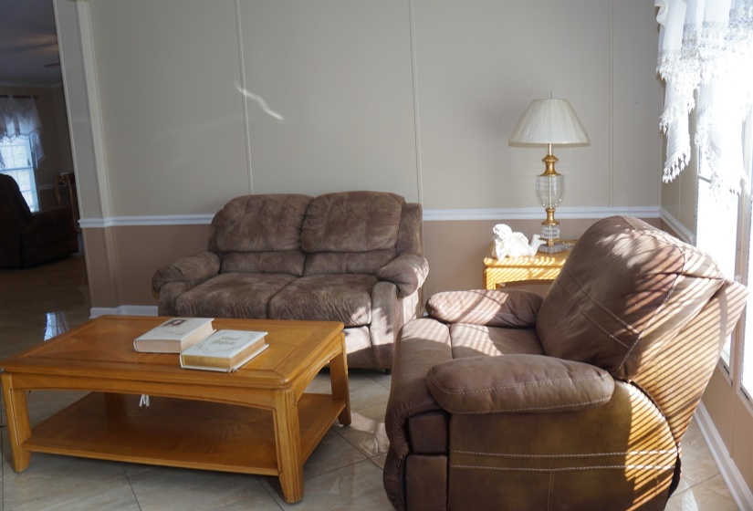 View of tiled living room