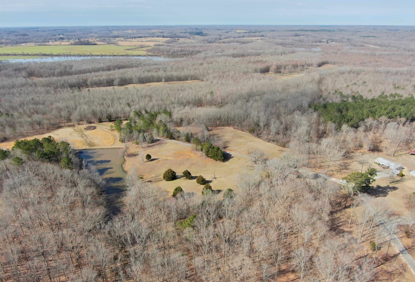 Aerial view with a rural view and a water view