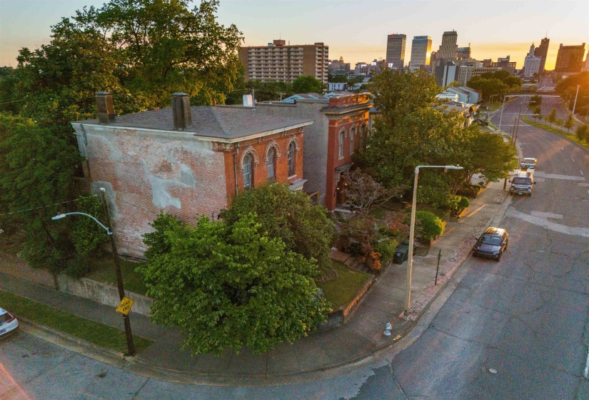 View of aerial view at dusk